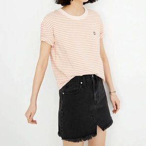 Madewell Black Raw Hem Denim Jean Skirt NWT!